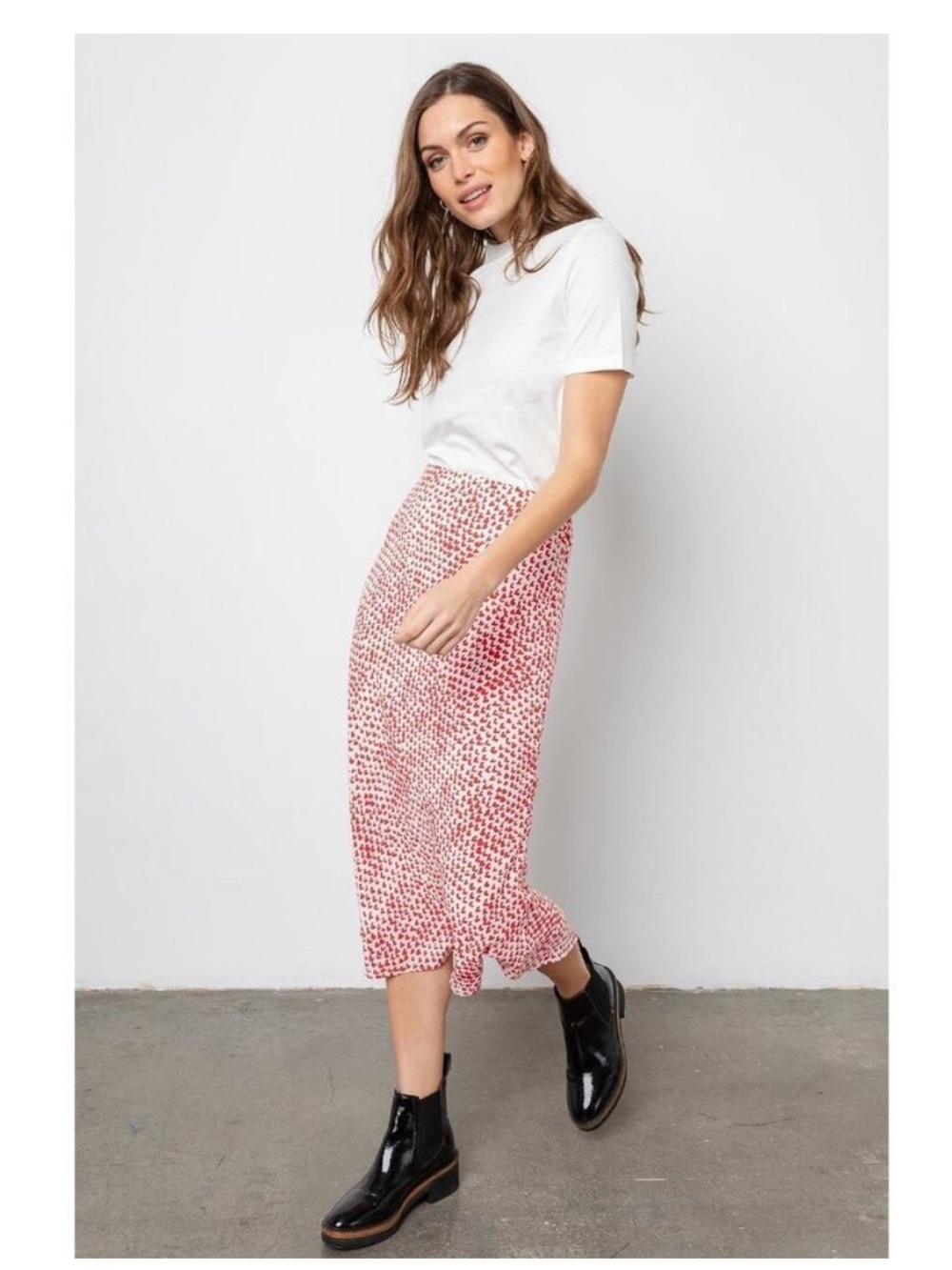 Rails Anya skirt heart throb red heart polka dotsMidi Skirt